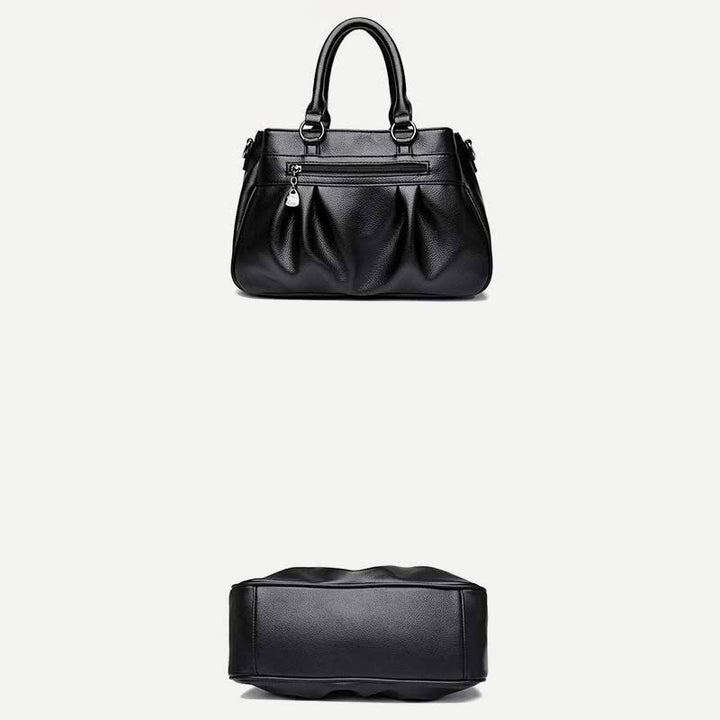 Handtasche mit drei Fächern und Henkel, Umhängetasche aus PU-Leder