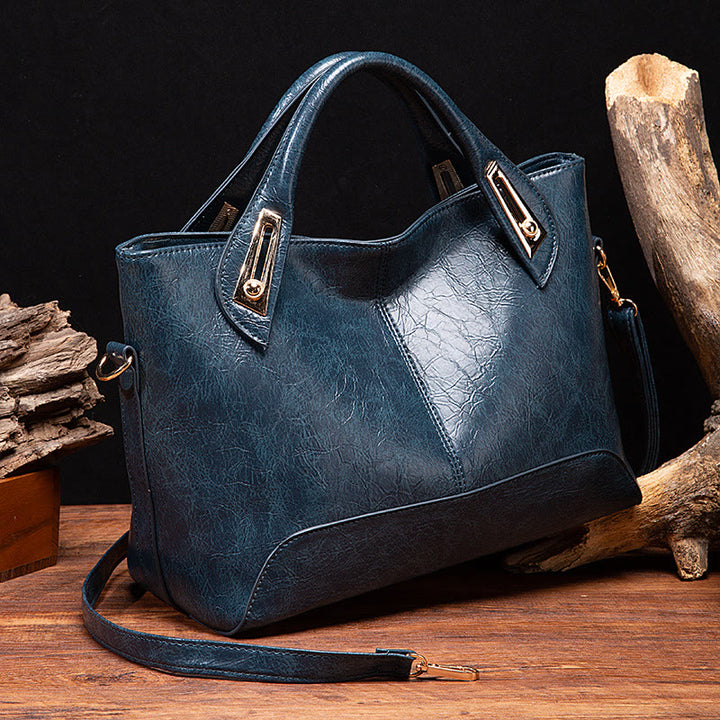 Vintage Tote für Damen Wachs Echtleder Umhängetasche