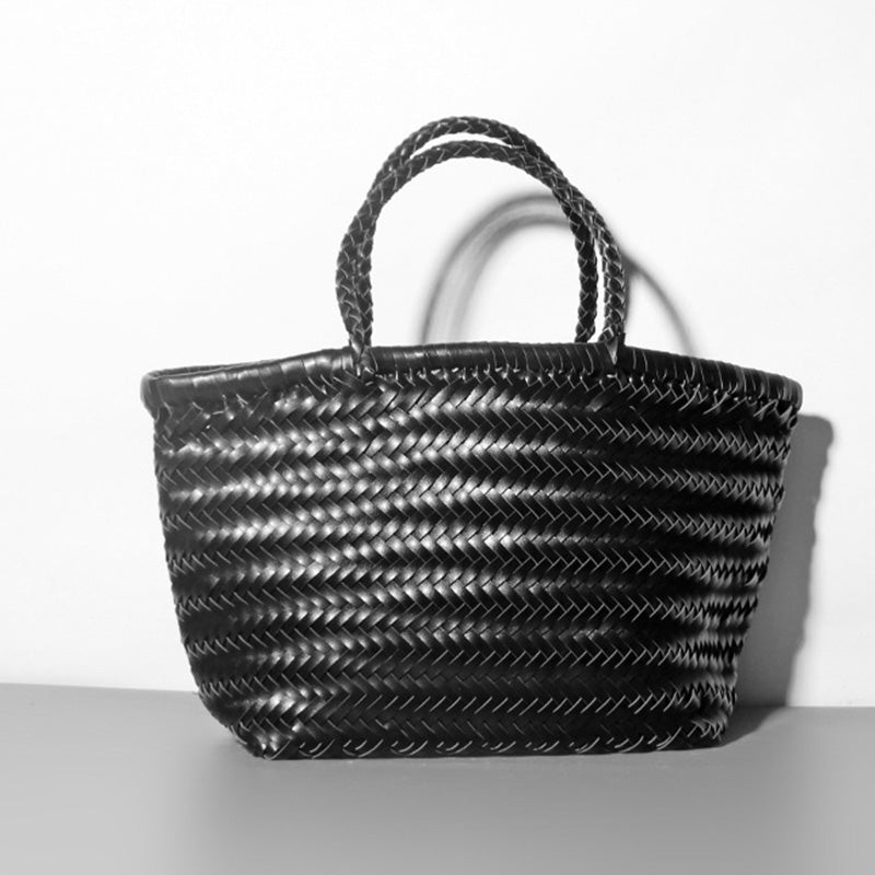 Damen Handtasche aus weichem PU-Leder, gewebt, handgefertigt, Sommer-Umhängetasche