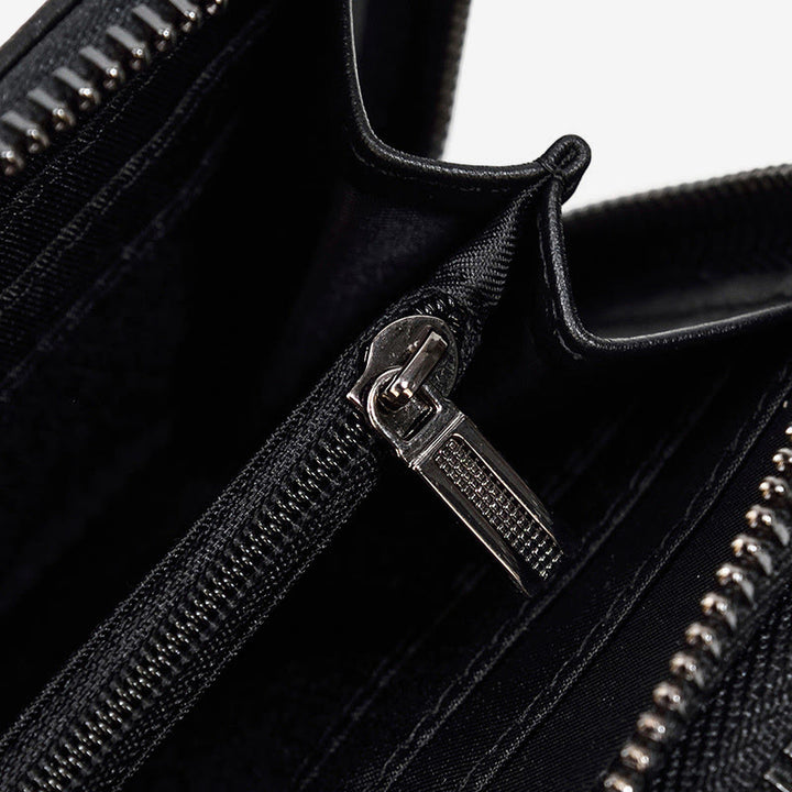 Lange Geldbörse für Herren aus echtem Leder, Retro, lässige Clutch