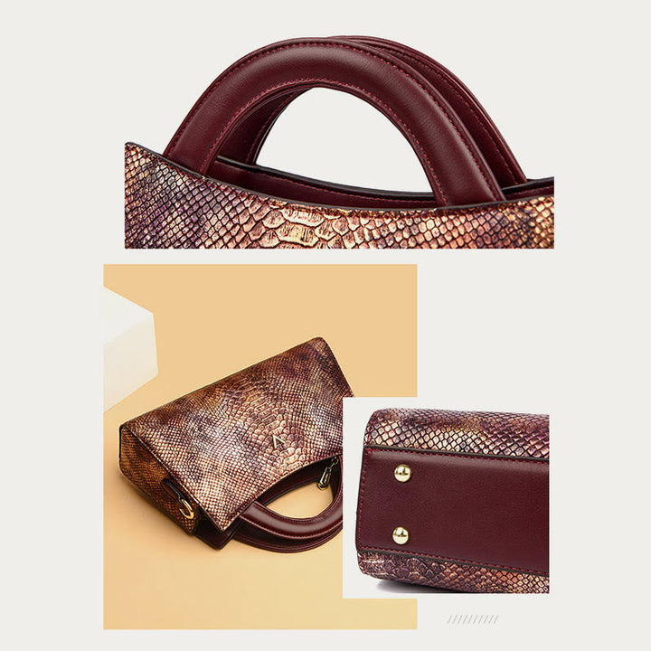 Top-Griff-Tasche für Damen Schlangenhaut-Maserungsform Elegante Umhängetasche