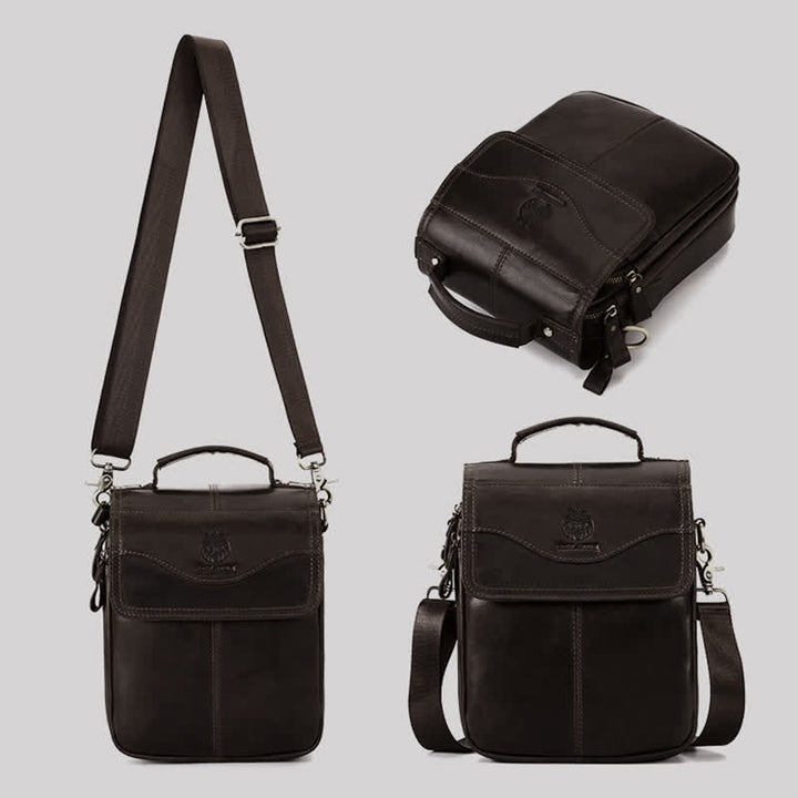 Echtes Leder Messenger Schultertasche für Männer Multi-Pocket Kleine Handtasche