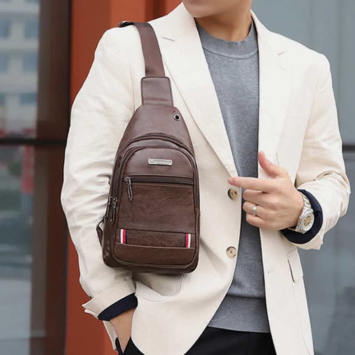 Leder-Umhängetasche für Herren, für Outdoor-Reisen, Brusttasche, Tagesrucksack