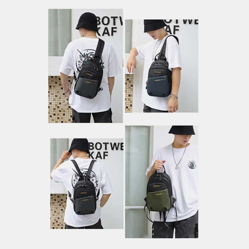 Schultertasche für Herren, lässig, wasserdicht, verstellbare Reißverschlussgurte, Rucksack