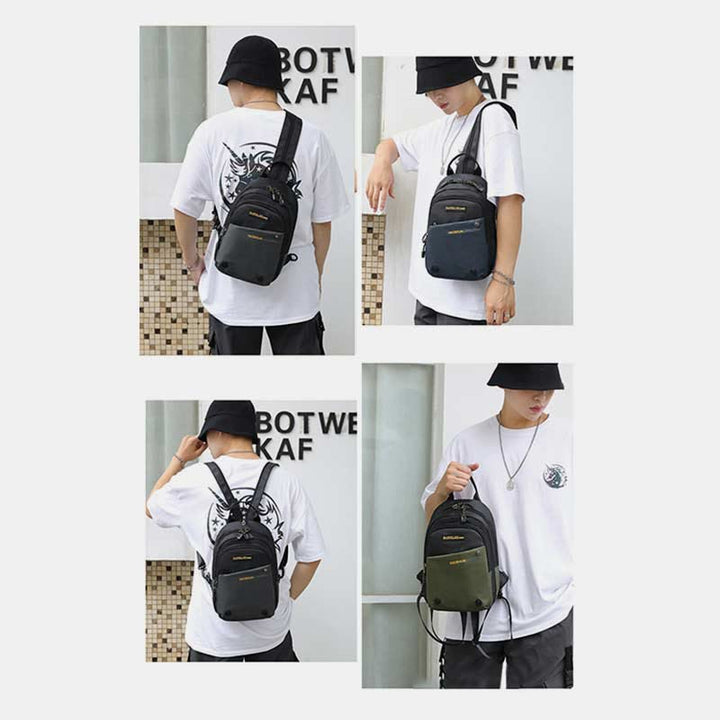 Schultertasche für Herren, lässig, wasserdicht, verstellbare Reißverschlussgurte, Rucksack