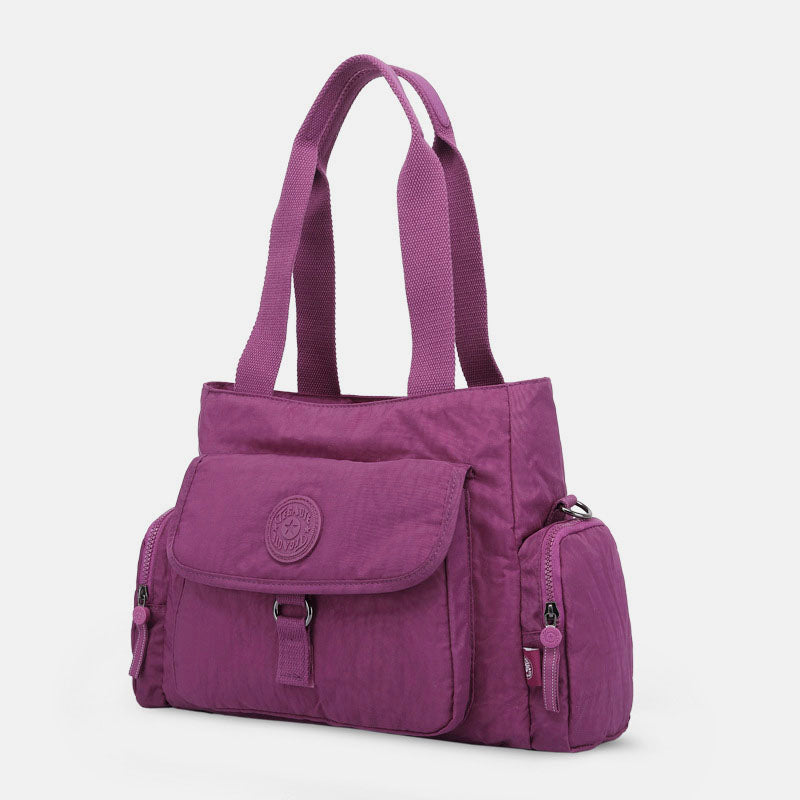 Damen Umhängetasche, leichte Schultertasche aus Nylon mit mehreren Taschen und Reißverschluss