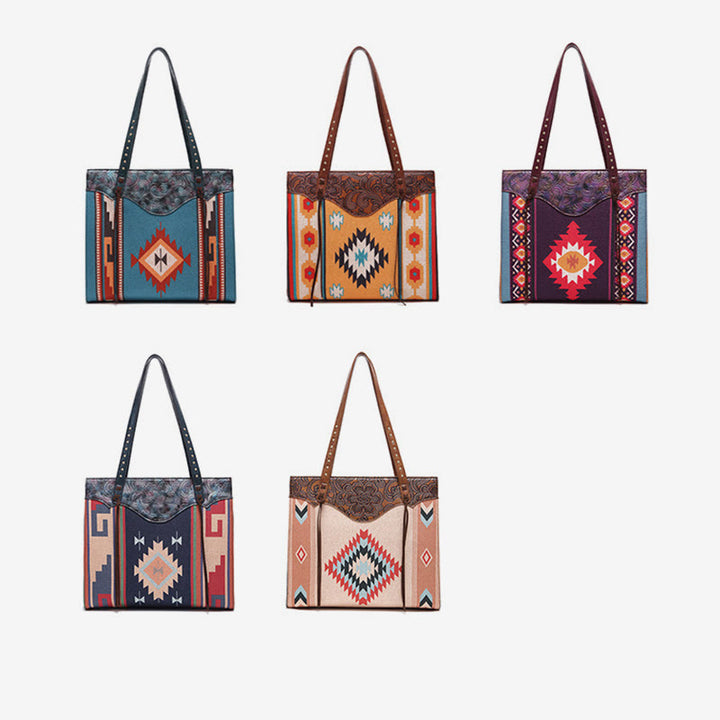 Vintage Bohemian Tote Damen Klassische Baumwolle Leinen Unterarm Schultertasche