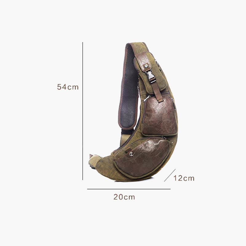 Sling Bag für Herren, sportlich, braun, Vintage-Canvas