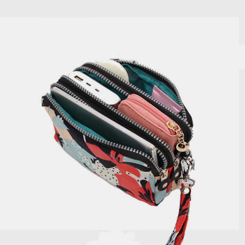 3 Zip Mini Umhängetasche Leichte Handy Brieftasche Lange Armband Geldbörsen