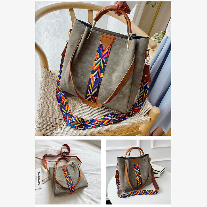 Top-Griff-Tasche für Damen, Vintage, mattiert, große Kapazität, zweiteilige Umhängetasche