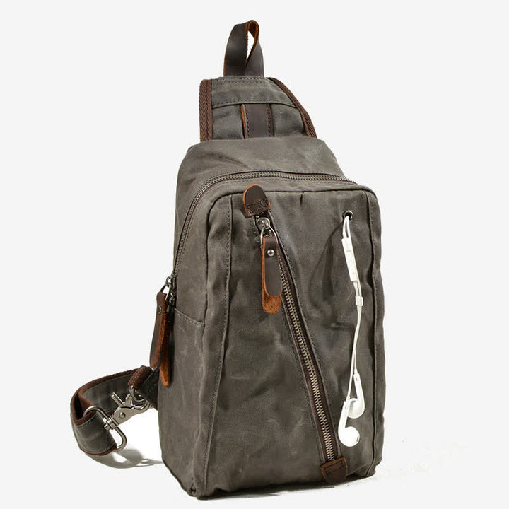 Schultertasche aus Canvas, Brusttasche, Reise-/Wanderrucksack, Umhängetasche, Tagesrucksack