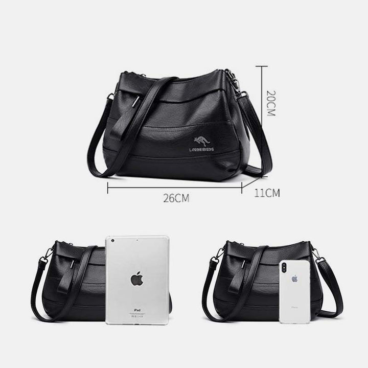 Handtasche aus Leder mit drei Fächern, kleine, lässige Umhängetasche