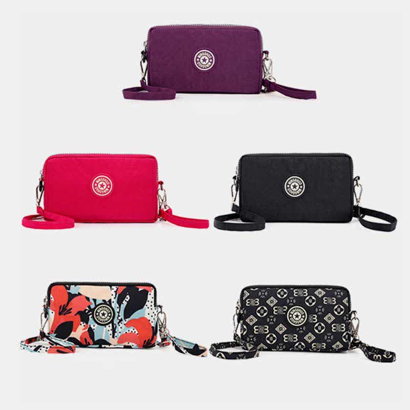 3 Zip Mini Umhängetasche Leichte Handy Brieftasche Lange Armband Geldbörsen