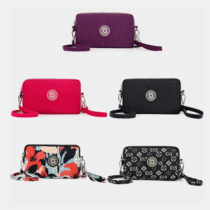 3 Zip Mini Umhängetasche Leichte Handy Brieftasche Lange Armband Geldbörsen