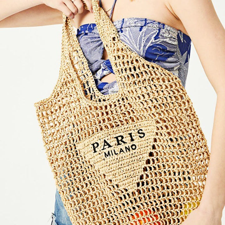 Strandtasche für Damen, gestrickte Retro-Handtasche mit ausgehöhlter Öffnung - image 11