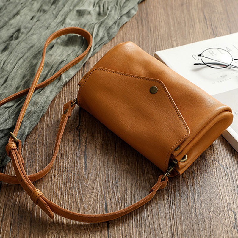 Retro Echtleder Handgemachte Umhängetasche Multi-Slot Schultertasche