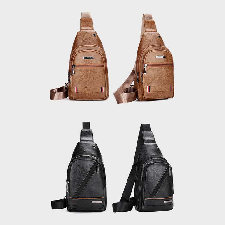Leder-Umhängetasche für Herren, für Outdoor-Reisen, Brusttasche, Tagesrucksack