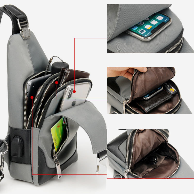 Wasserdichte Schultertasche mit USB-Ladefunktion 