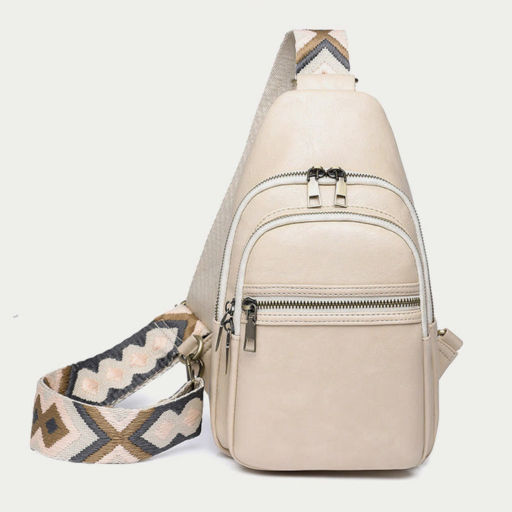 Schultertasche für Damen, breite Riemen, Retro-Umhängetasche aus Leder