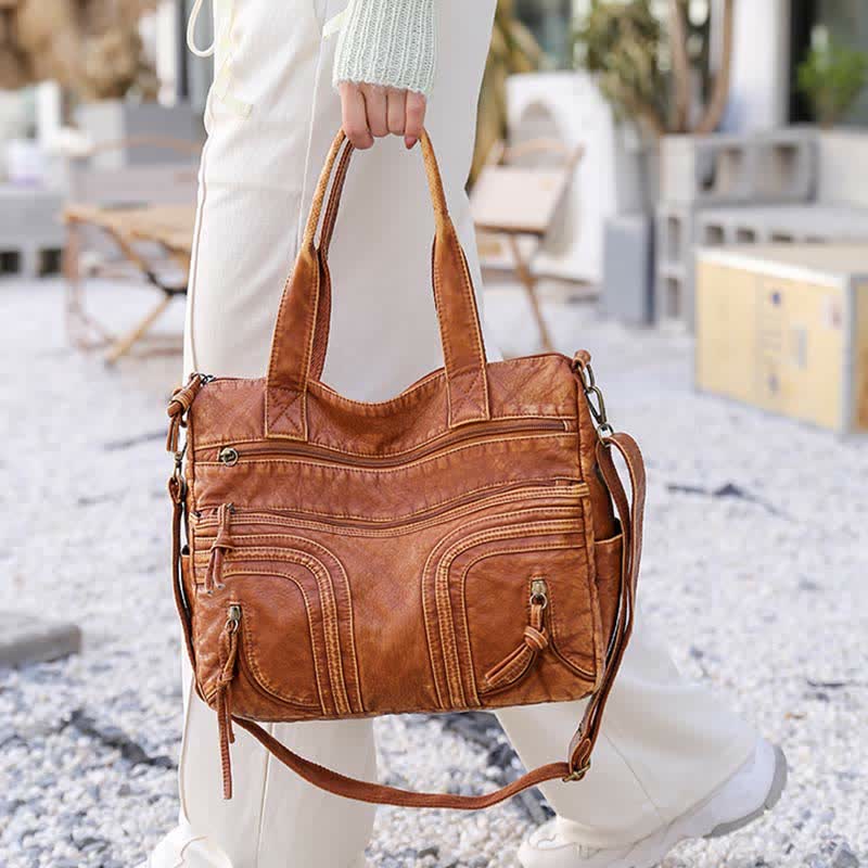 Retro-Tragetasche aus Kunstleder für Damen, Schultertasche mit Crossbody-Gurt