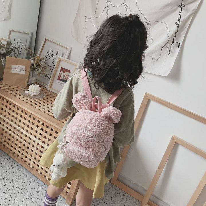 Multi-Trage-Rucksack für Babys/Kleinkinder mit Kaninchenohren aus Plüsch, Mini-Rucksack für Jungen und Mädchen