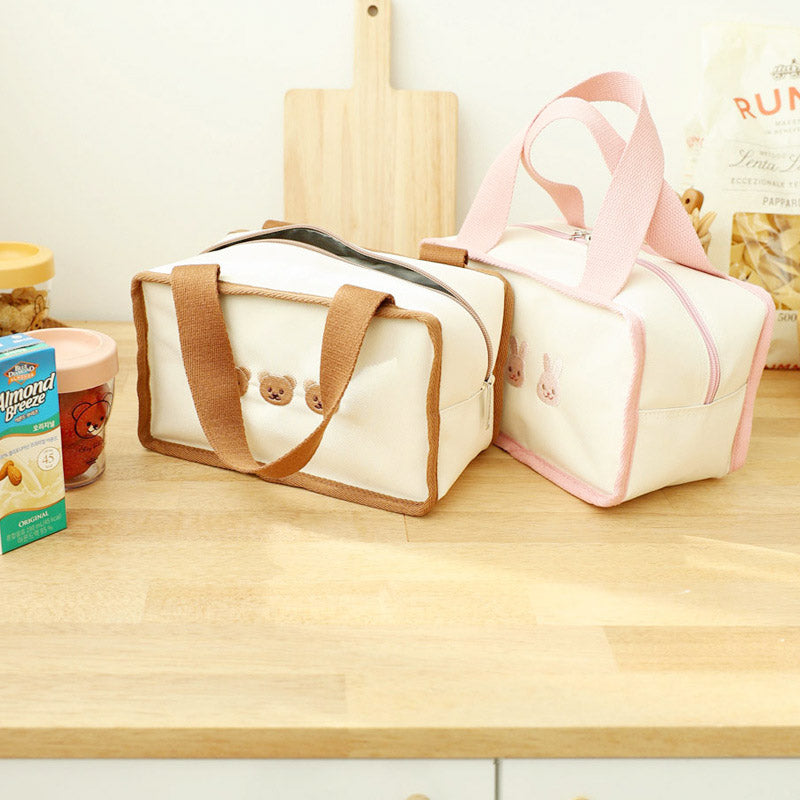Süße Stickerei Stricken Leinwand Mama Tasche Baby Erwachsene Tragetasche