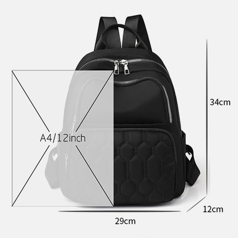 Gesteppter Nylon-Rucksack, stilvoller, einfarbiger Reise-Tagesrucksack für Damen