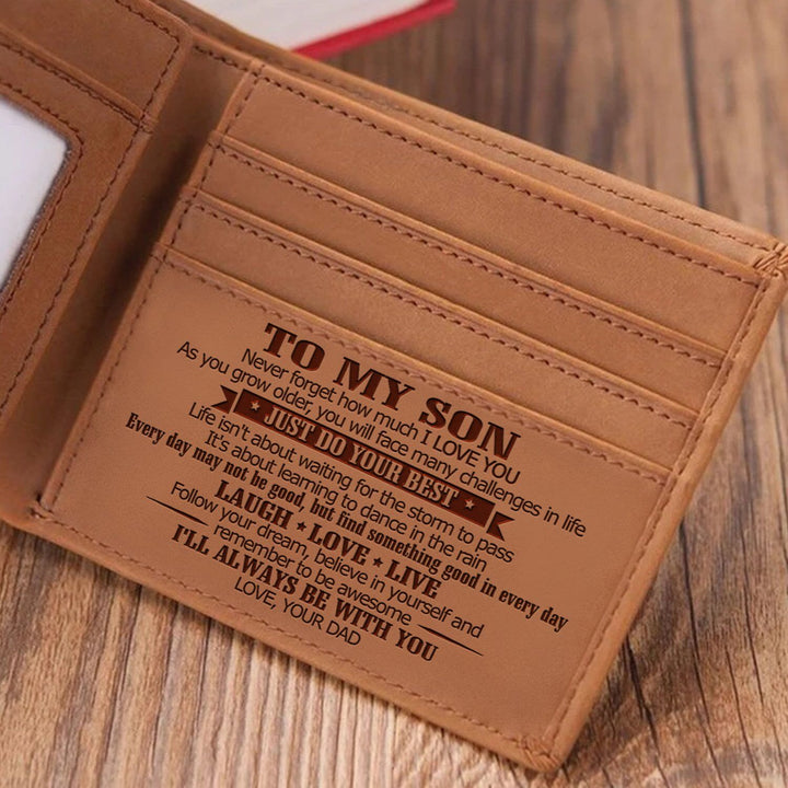Dünne Brieftasche für die Familie, mit Laser-Inschrift, Leder, Geldbörse, Geschenk