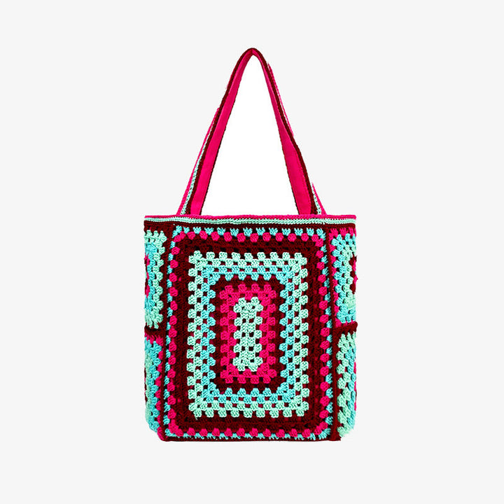 Vintage Tote für Frauen tragbare Pendlertasche handgestrickte Schultertasche