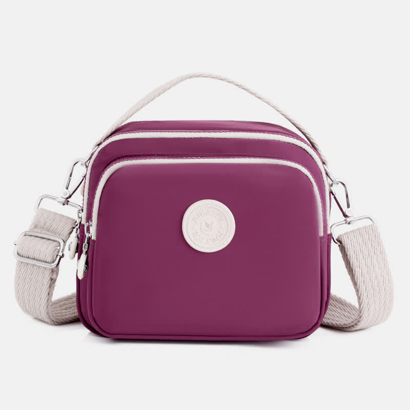 Kleine Handtasche mit dreifachem Reißverschluss für Damen, leichte, wasserdichte Umhängetasche
