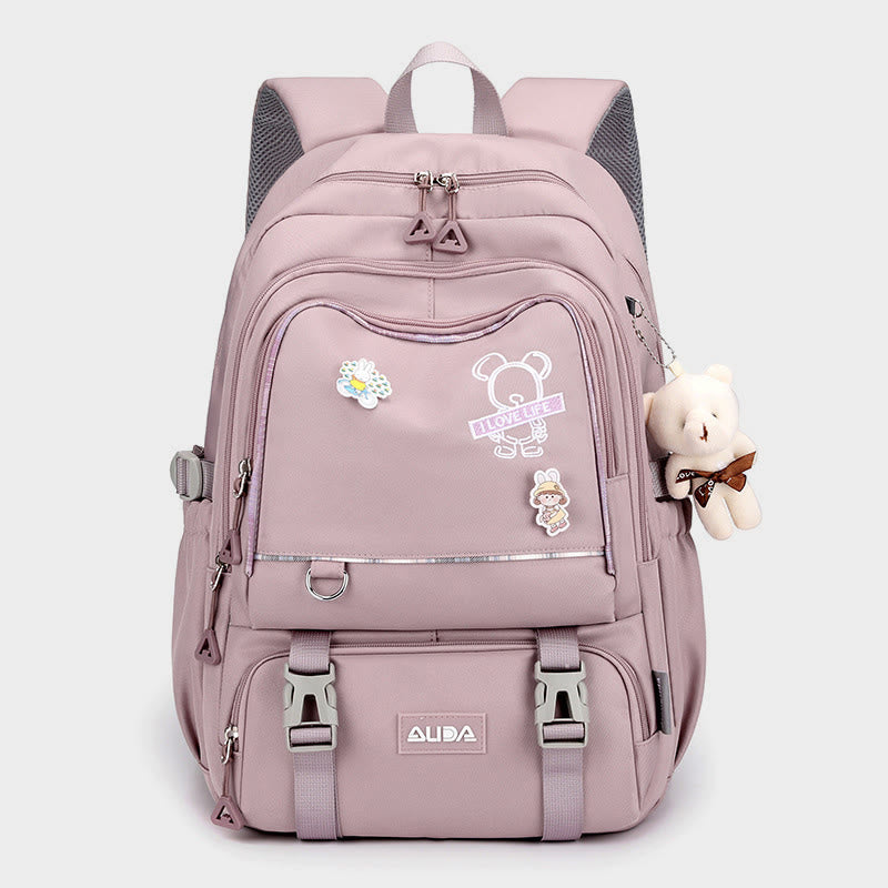 Rucksack für Damen, mehrere Taschen, großes Fassungsvermögen, Polyesterfaser, Schul-Tagesrucksack