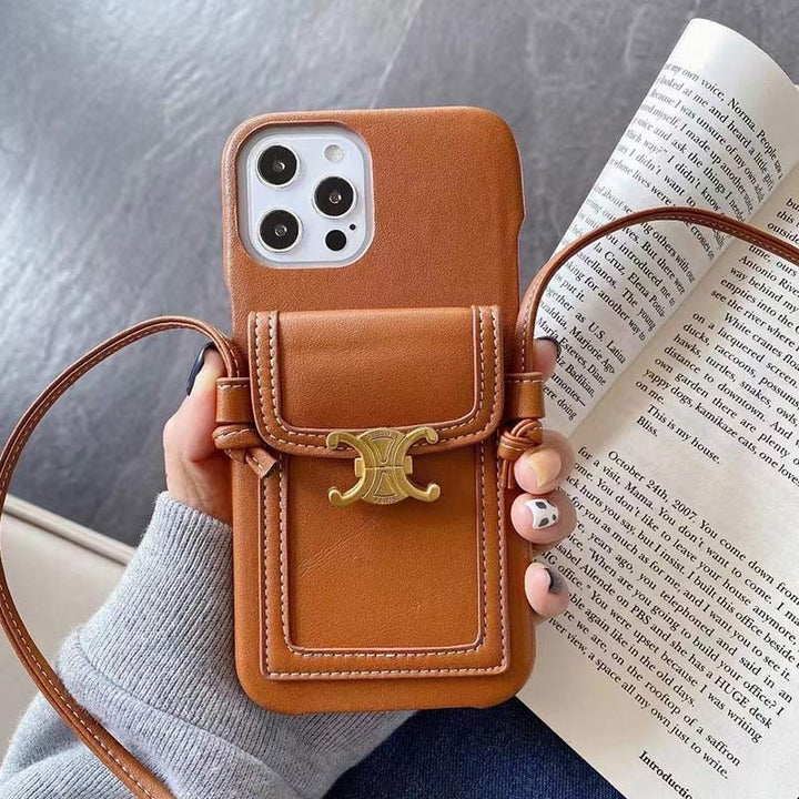 Vintage iPhone Kartenhalter Hülle Handytasche mit Umhängeband