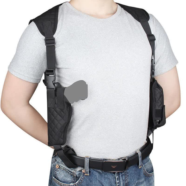 Concealment Horizontales Schulterholster aus schwarzem Nylon mit Magazintasche