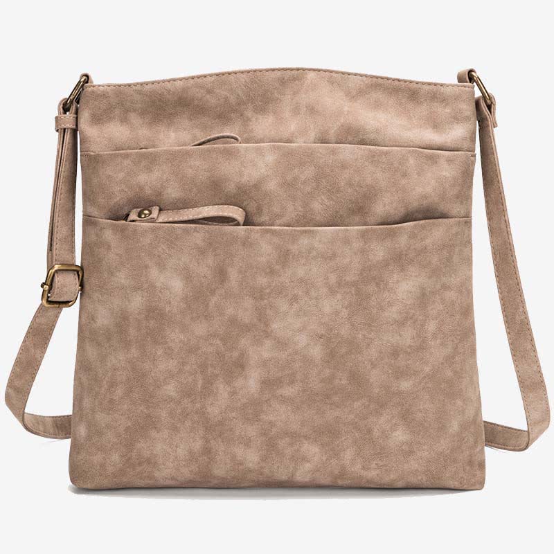 Umhängetaschen für Damen, mittlere Größe, 3 Reißverschlüsse, Schulterhandtasche aus Leder