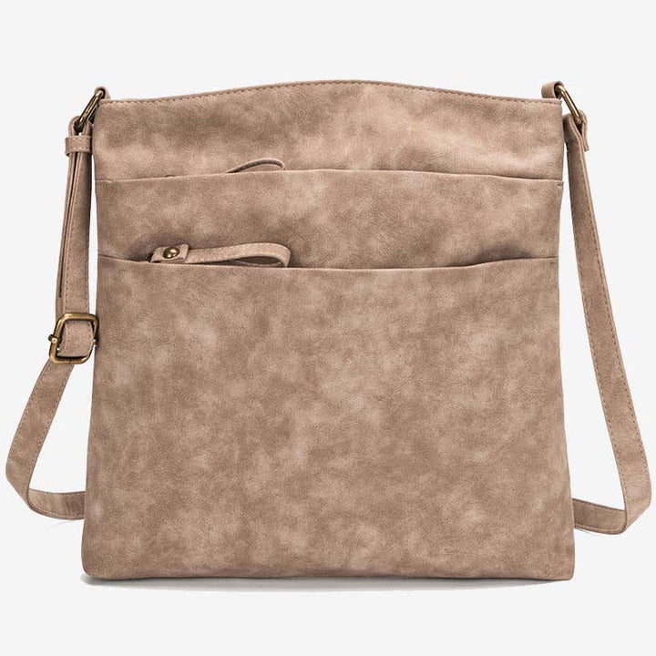 Umhängetaschen für Damen, mittlere Größe, 3 Reißverschlüsse, Schulterhandtasche aus Leder