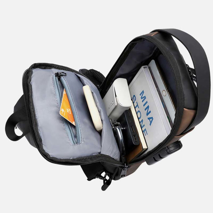 Schultertasche für Männer, stahlsichere, wasserdichte Umhängetasche mit Zahlenschloss