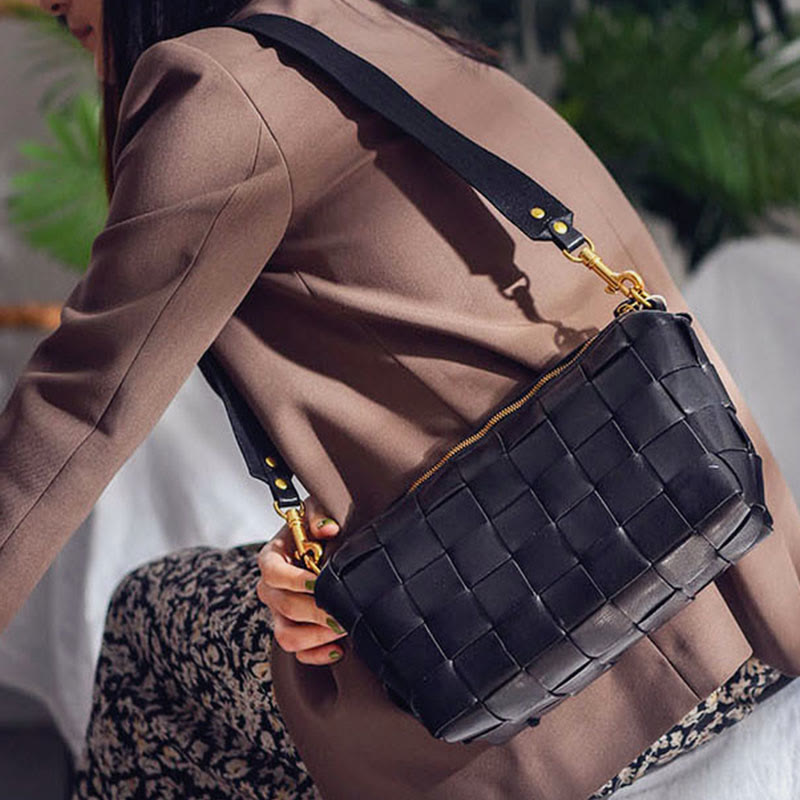 Umhängetasche für Damen, breiter Riemen, Retro-Tasche mit großem Fassungsvermögen