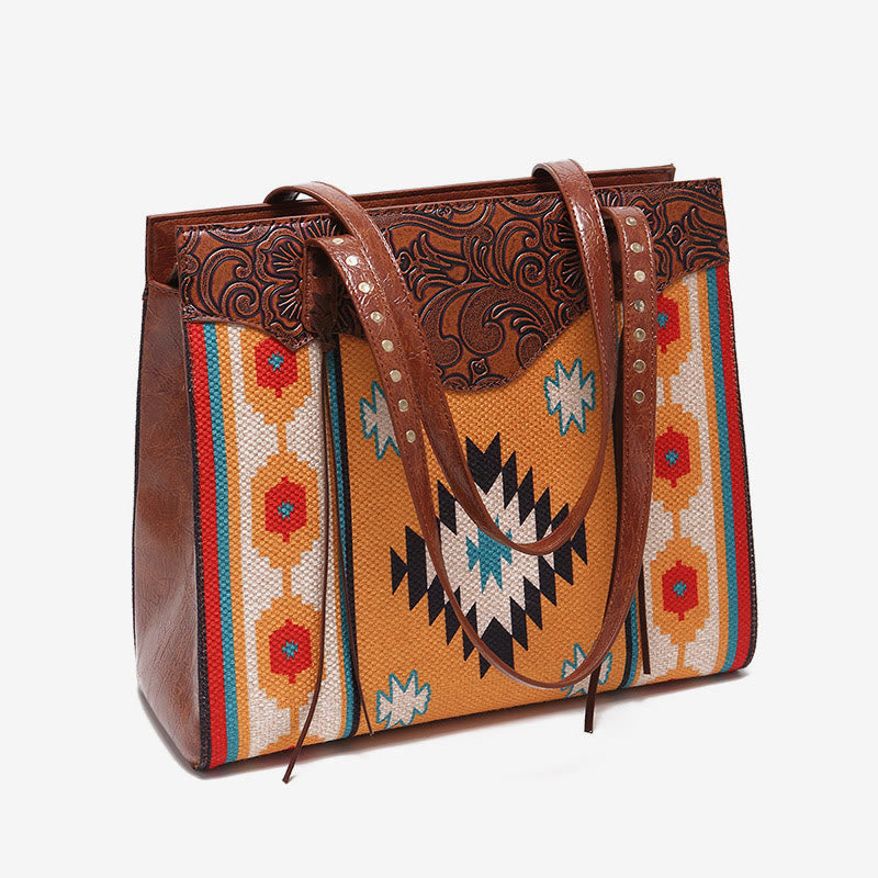 Vintage Bohemian Tote Damen Klassische Baumwolle Leinen Unterarm Schultertasche