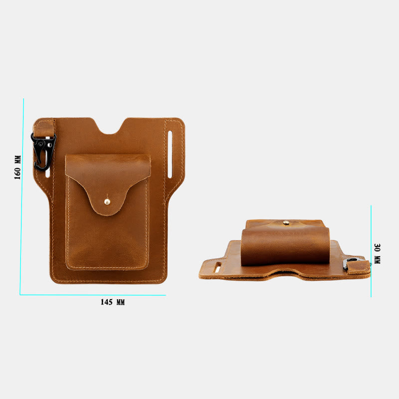 Outdoor Leder Retro Volltonfarbe 7,2 Zoll Handy Gürteltasche