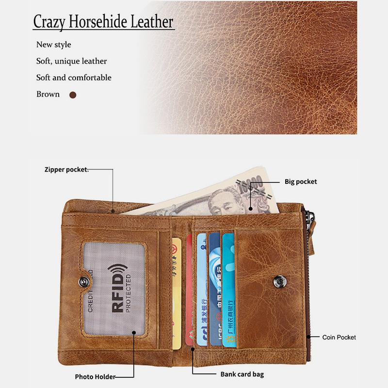 RFID Crazy Horse Leder Geldbörse