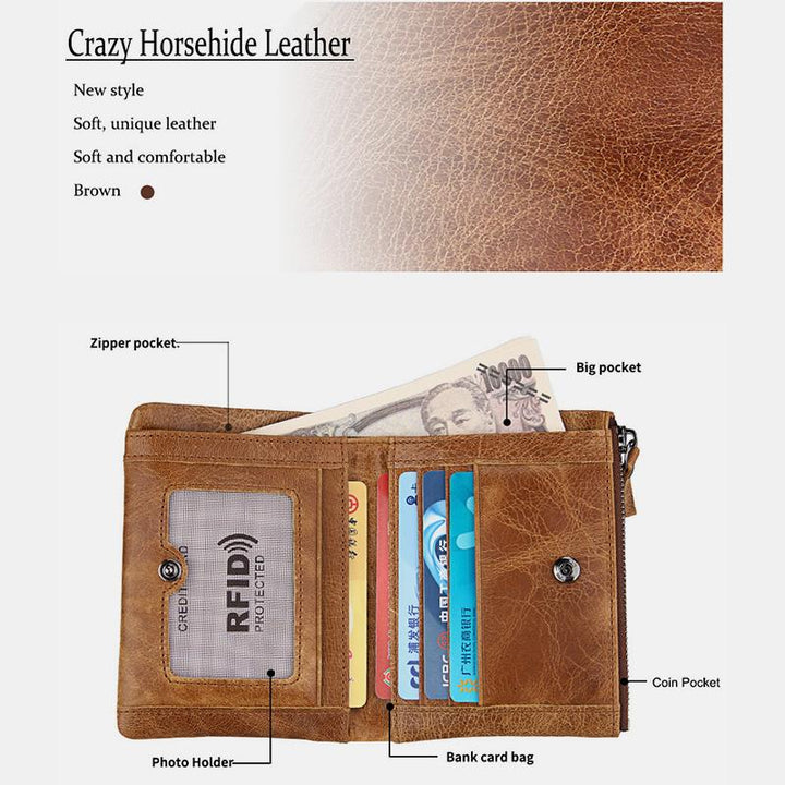 RFID Crazy Horse Leder Geldbörse
