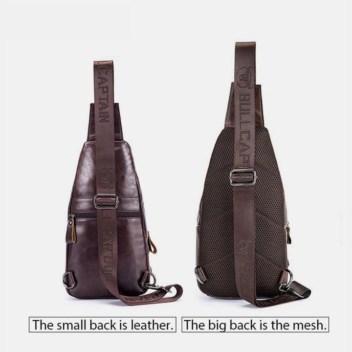 Multifunktions-Schultertasche aus echtem Leder im Vintage-Stil