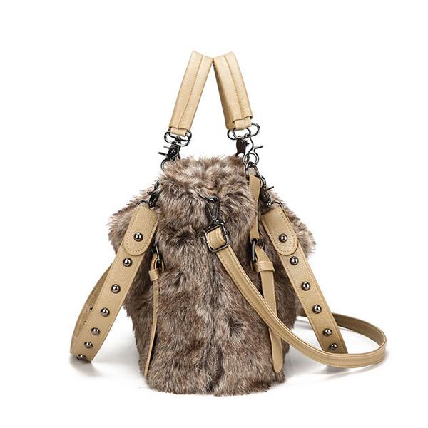 Damen Plüsch Elegante Schultertasche Tote Handtasche