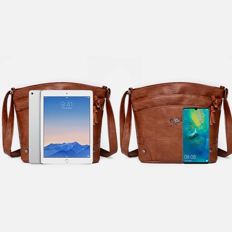 Minimalistische Kunstleder Geldbörse Dreilagig Vintage Damen Umhängetasche