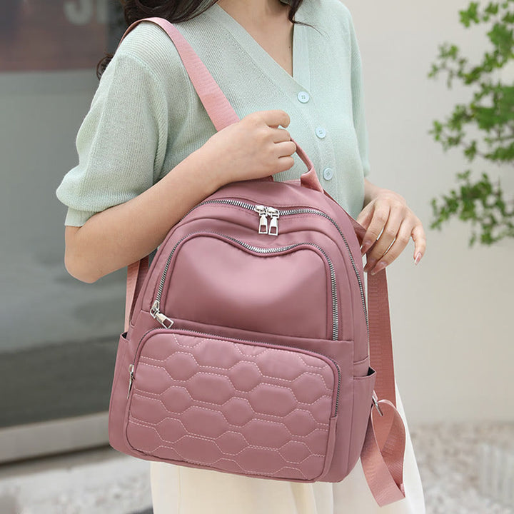 Gesteppter Nylon-Rucksack, stilvoller, einfarbiger Reise-Tagesrucksack für Damen