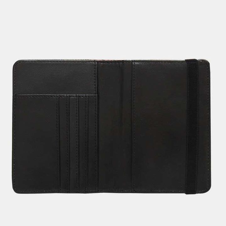 RFID-blockierender Reisepass-Impfkartenhalter, Retro-Geldbörse aus Leder mit Blumenmuster