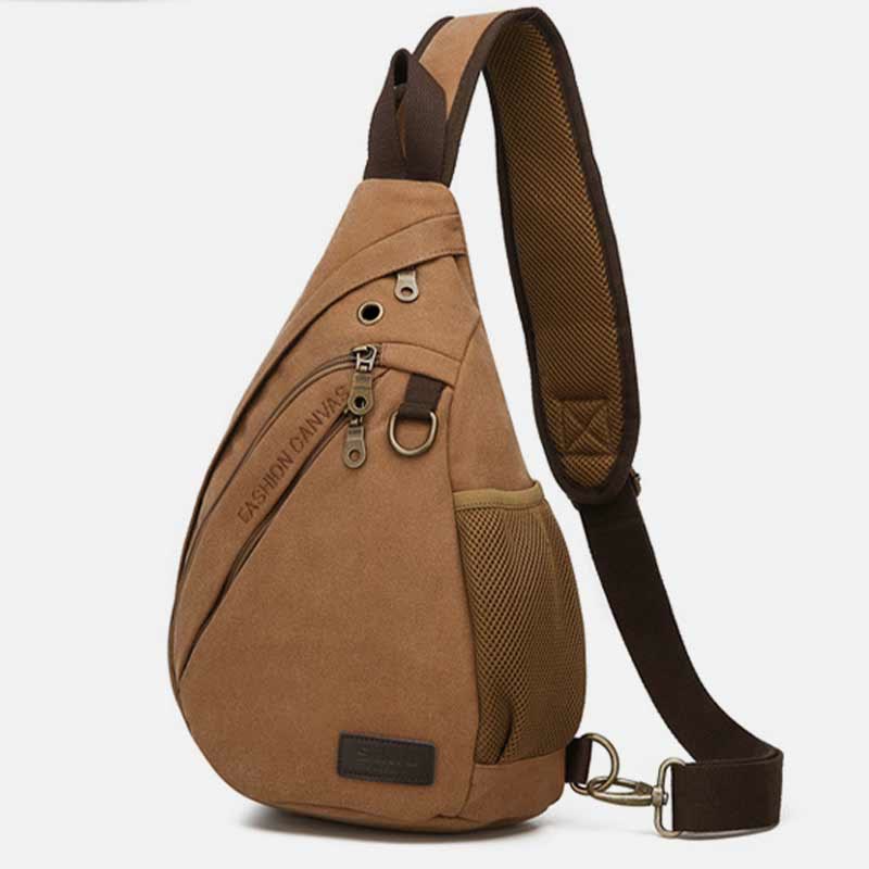 Canvas Brusttasche Herren Minimalistische Reise Große Schultertasche