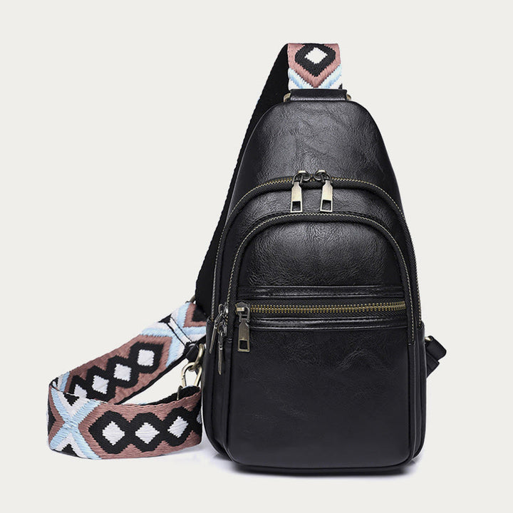 Schultertasche für Damen, breite Riemen, Retro-Umhängetasche aus Leder
