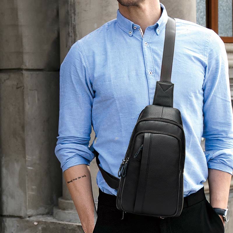 Schultertasche für Herren aus echtem Leder, lässiger Einkaufs-Tagesrucksack