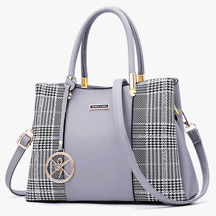 Umhängetasche mit drei Fächern, Schultertasche, Handtasche für Damen